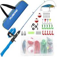 Kids Fishing Pole and Tackle Box - with Net, Travel Bag, Reel and Beginner's