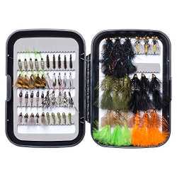 24pcs Fly Fishing Flies Kit Fishing Flies Wet Flies Assortment + Fly Box  For Bass Salmon Trout Fish