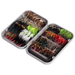 LOT of 50 Flies Assortment Fly Fishing Freshwater/ Bass/Trout Dry