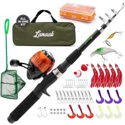 PLUSINNO Kids Fishing Pole, Portable Telescopic Fishing Rod Combos Full  Kits - with Fishing Net, Travel Bag, and Tackle Box, Spincast Fishing Reel  Youth Fishing Gear for Kids, Girls, Boys : 